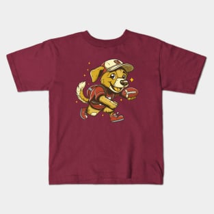 Dog Playing American Football Kids T-Shirt